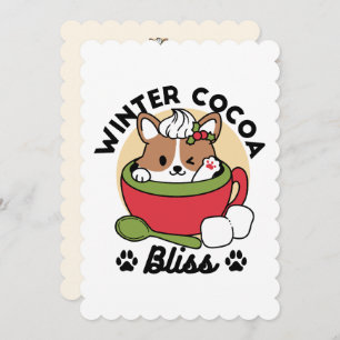 Tarjeta Festiva Bromas de cacao en invierno - Perro lindo en diseñ