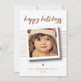 Tarjeta Festiva Bronze Happy Holidays Navidades Photo Grey