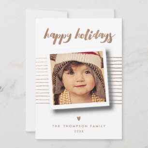 Tarjeta Festiva Bronze Happy Holidays Navidades Photo Grey