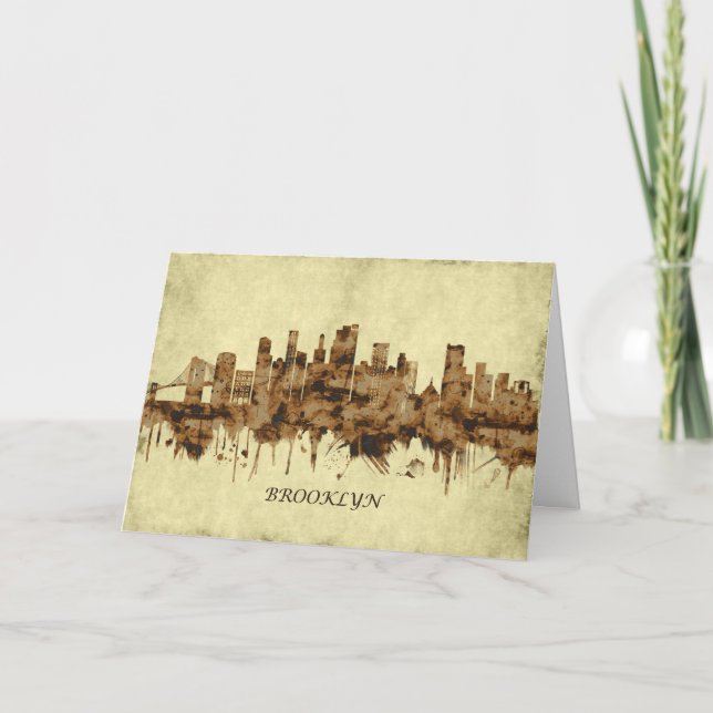 Tarjeta Festiva Brooklyn New York Cityscape (Anverso)