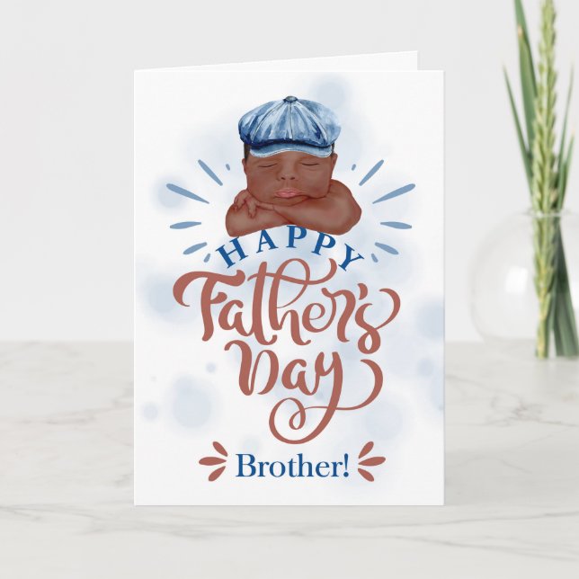 Tarjeta Festiva Brother Father's Day Brown Skinned baby Boy (Anverso)