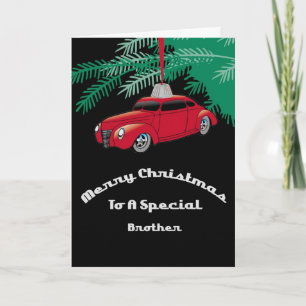 Tarjeta Festiva Brother Red Hotrod Navidades Card