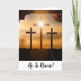 Tarjeta Festiva Brown Cruza Y Se Levanta Pascua Cristiana