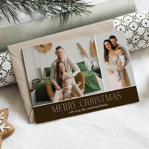 Tarjeta Festiva BROWN MERRY Christmas Elegant 2 Mensaje de foto
