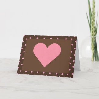 Tarjeta Festiva Brown y corazón enmarcado rosa