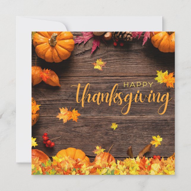 Tarjeta Festiva Brown y Naranja Elegant Feliz Día de Acción de Gra (Anverso)