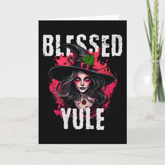 Tarjeta Festiva Bruja Bendita de Yule (Anverso)