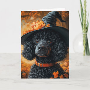 Tarjeta Festiva Bruja Caniche Halloween