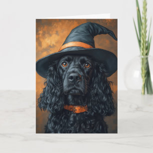 Tarjeta Festiva Bruja Cocker Halloween