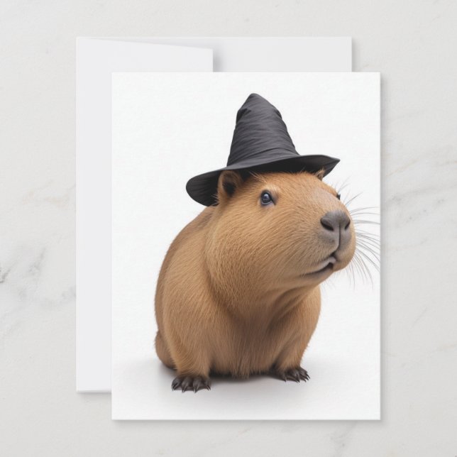 Tarjeta Festiva Bruja Cute Capybara (Anverso)