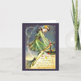 Tarjeta Festiva Bruja de Pascua Caída