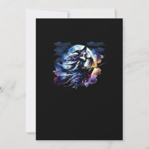 Tarjeta Festiva Bruja de Whimsigoth volando sobre mujeres de luna