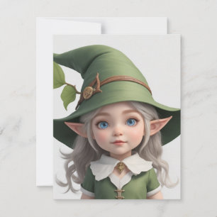 Tarjeta Festiva Bruja Elfa Adorable