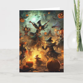 Tarjeta Festiva Brujas espeluznantes de Halloween