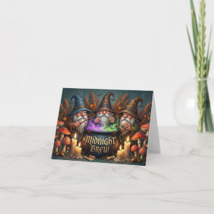 Tarjeta Festiva Brujas Gnomos Bruja de Halloween Caldera de Cervez