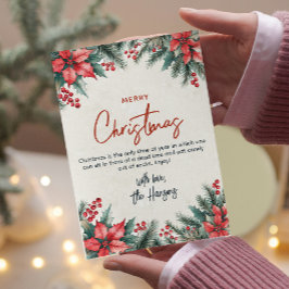 Tarjeta Festiva Brunches florales y pinos Personalizado navideño