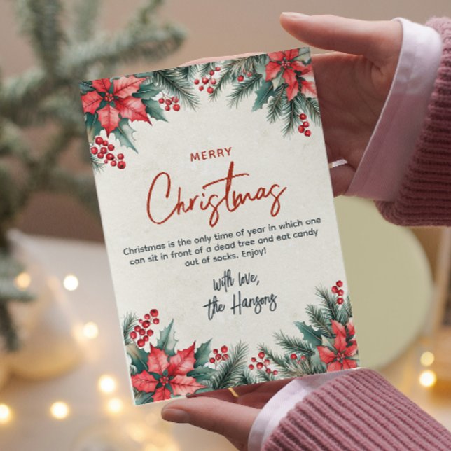 Tarjeta Festiva Brunches florales y pinos Personalizado navideño (Subido por el creador)