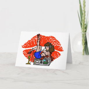 Tarjeta Festiva Brunette Ham Radio Pin-up Chica Smoochie Card