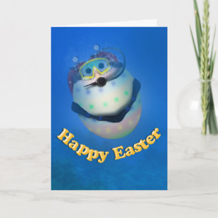 Tarjeta Festiva Buceo con escafandra autónoma Huevo de Pascua en A