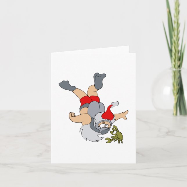 Tarjeta Festiva Buceo con escafandra de Santa (Anverso)