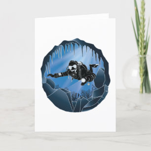 Tarjeta Festiva Buceo en cueva - Buceador subacuático