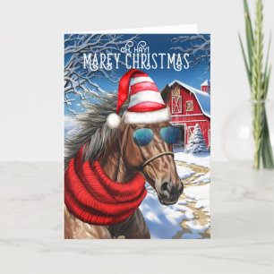 Tarjeta Festiva Buckskin Quarter Horse Funny MAREy Navidades