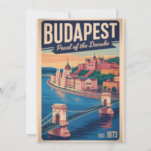 Tarjeta Festiva Budapest Hungría Paisaje Urbano Retro de Viaje