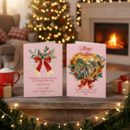 Tarjeta Festiva Budget Elegant Red Bow Christmas Photo Holiday 