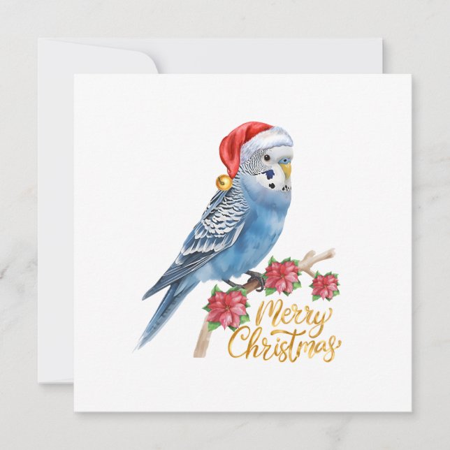 Tarjeta Festiva Budgie Christmas Card (Anverso)