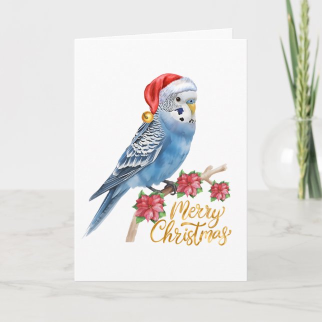 Tarjeta Festiva Budgie Christmas Card (Anverso)