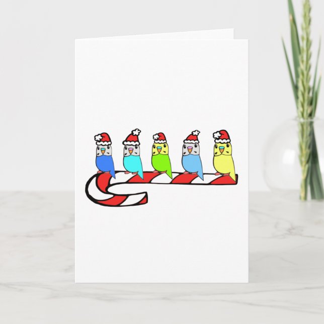 Tarjeta Festiva Budgies-Navidades (Anverso)