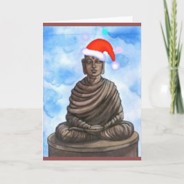 Tarjeta Festiva Budismo - Buda - Feliz Gorra navideño