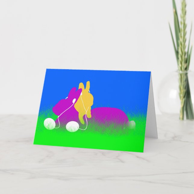 Tarjeta Festiva Buds Ear Buds de Conejo de Pascua (Anverso)