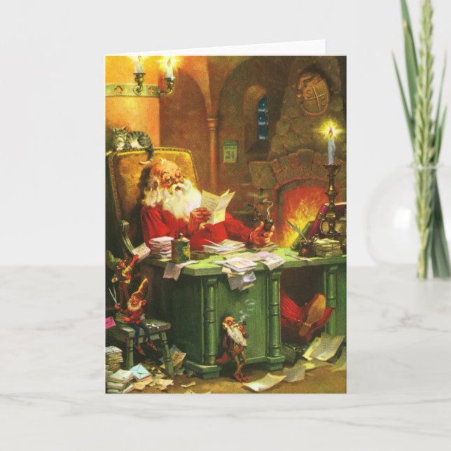 Tarjeta Festiva Buen viejo Papá Noel (Anverso)