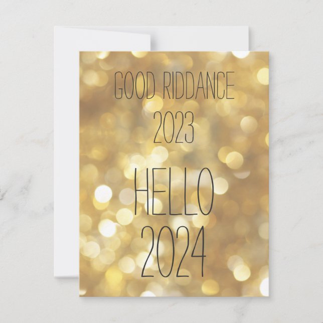 Tarjeta Festiva Buena Riddance 2021, Hola Año Nuevo Glam Gold 2022 (Anverso)