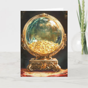 Tarjeta Festiva Buena Suerte Dinero de Oro