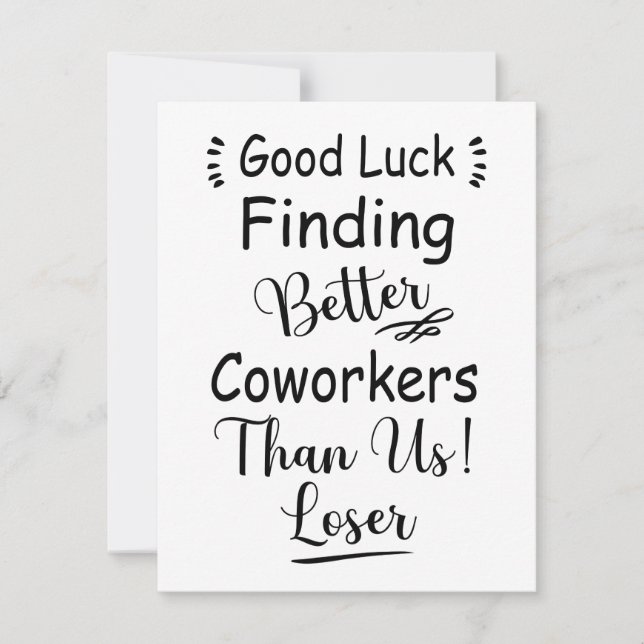 Tarjeta Festiva Buena Suerte Encontrando Mejores Trabajadores Que  (Anverso)