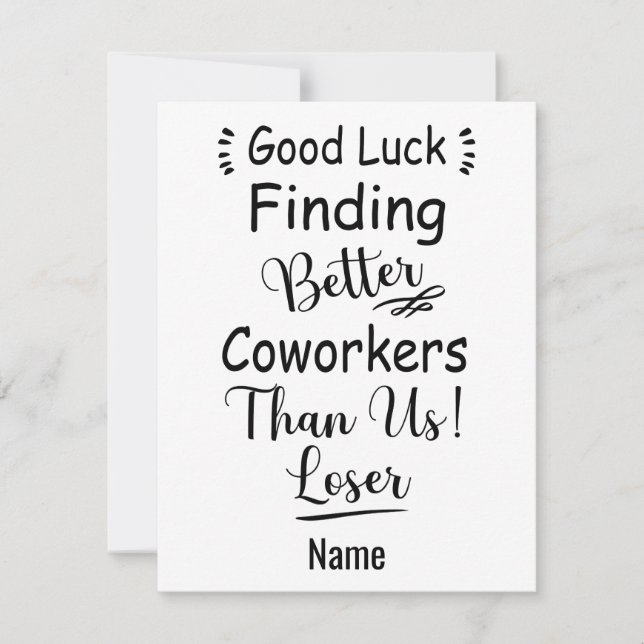 Tarjeta Festiva Buena Suerte Encontrando Mejores Trabajadores Que  (Anverso)