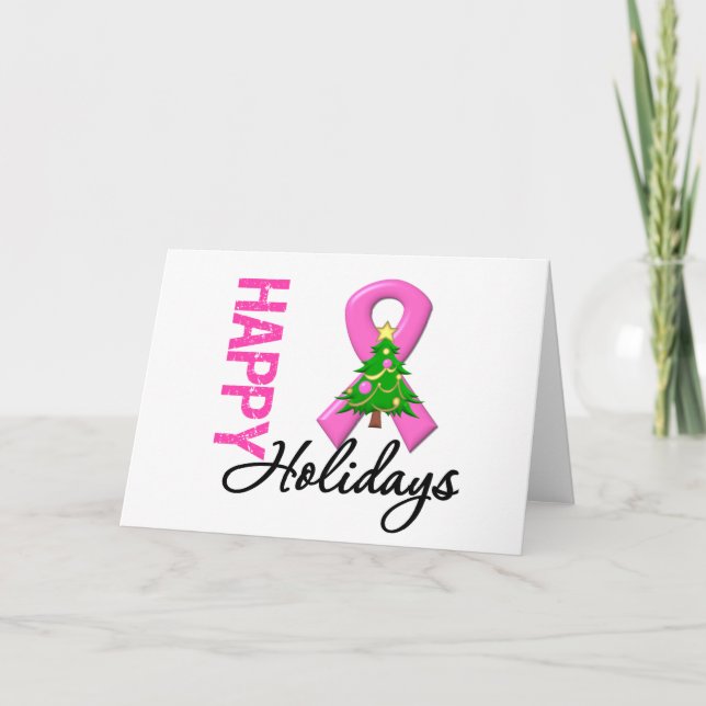 Tarjeta Festiva Buenas fiestas conciencia del cáncer de pecho (Anverso)