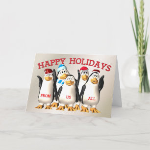 Tarjeta Festiva Buenas fiestas de la cuadrilla del pingüino