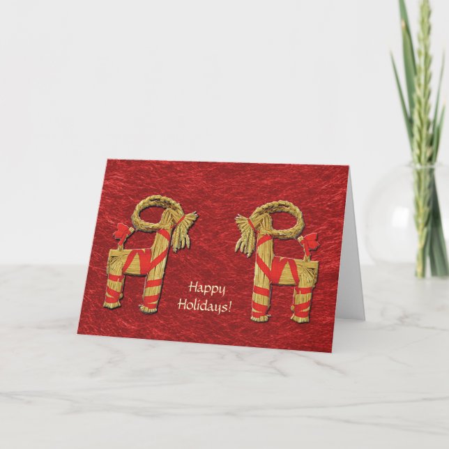 Tarjeta Festiva Buenas fiestas escandinavo de encargo de la cabra (Anverso)
