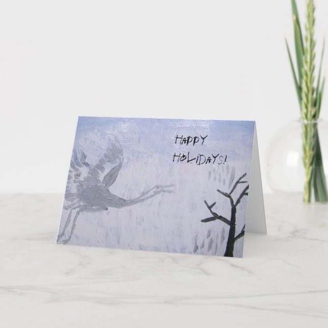 Tarjeta Festiva Buenas fiestas grúa que chilla (Anverso)