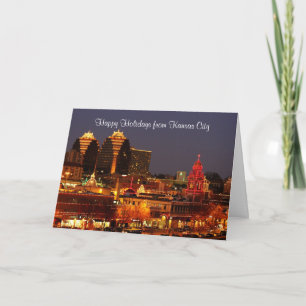 Tarjeta Festiva Buenas fiestas la plaza de Kansas City enciende la