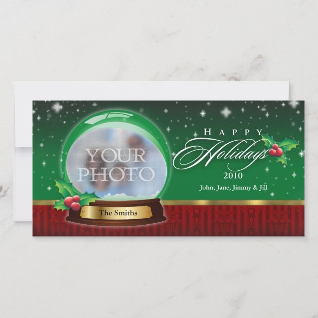 Tarjeta Festiva Buenas fiestas personalizable claro del globo de (Anverso)