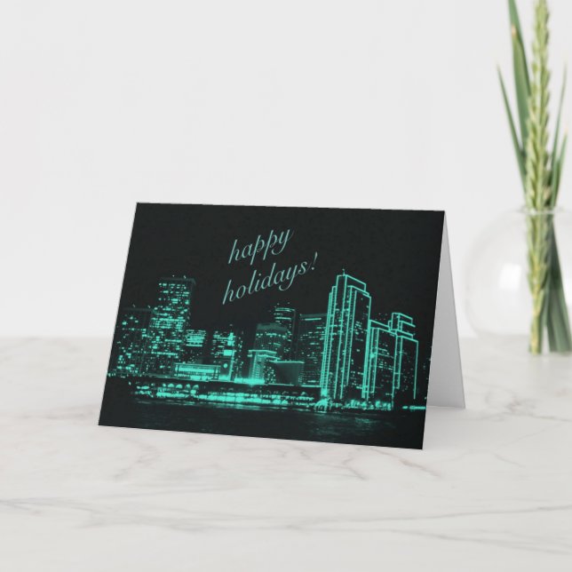Tarjeta Festiva ¡Buenas fiestas! San Francisco en la noche (Anverso)
