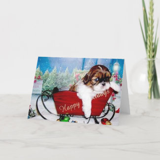 Tarjeta Festiva Buenas fiestas Shih Tzu