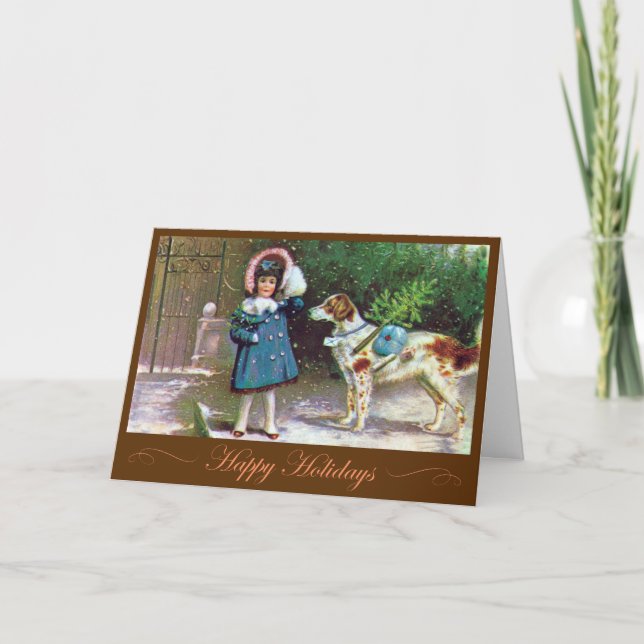 Tarjeta Festiva "Buenas fiestas" vintage elegante (Anverso)