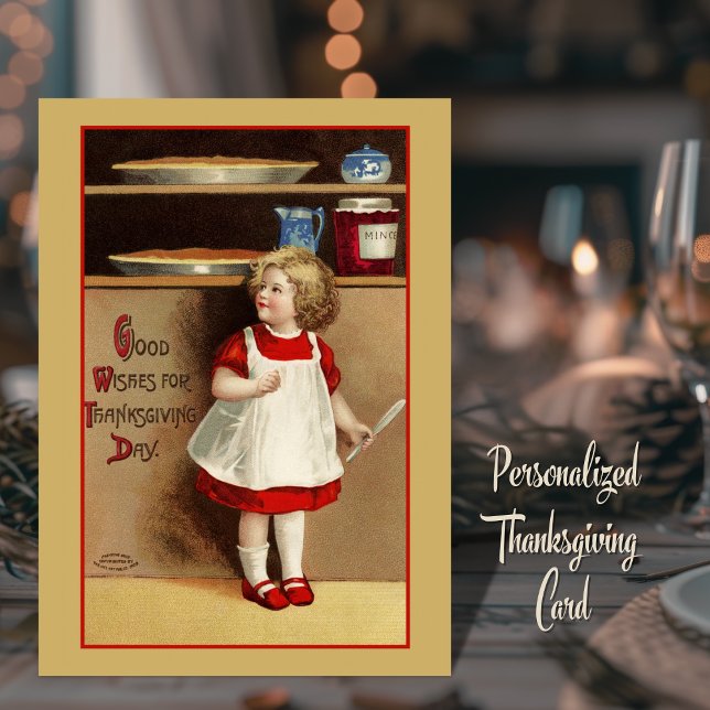 Tarjeta Festiva Buenos deseos para la cosecha del Personalizado de (Vintage Good Wishes for Thanksgiving Day Custom Card with editable message. Just add your name!)