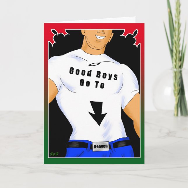 Tarjeta Festiva Buenos muchachos: Día de fiesta (Anverso)