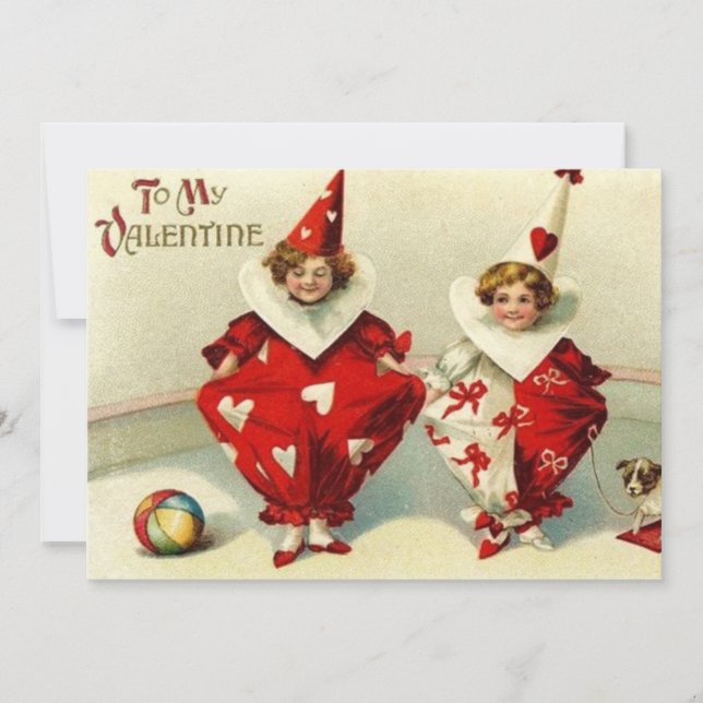 Tarjeta Festiva Buenos payasos de San Valentín (Anverso)